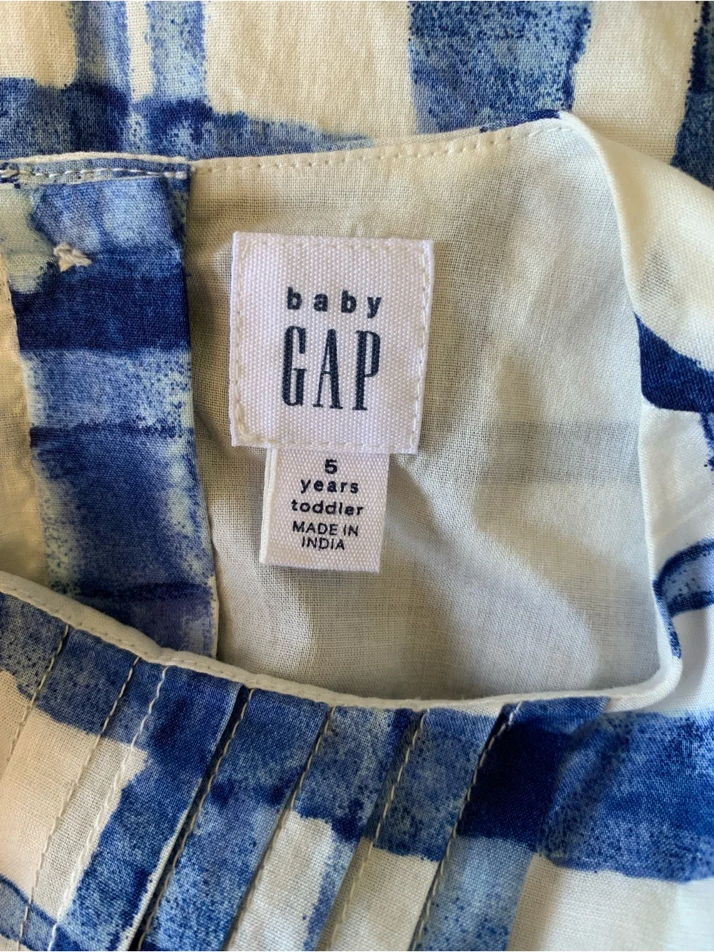 GAP Girls Blue Plaid Flutter Sleeve Dress - Size 5 Years - 100% Cotton